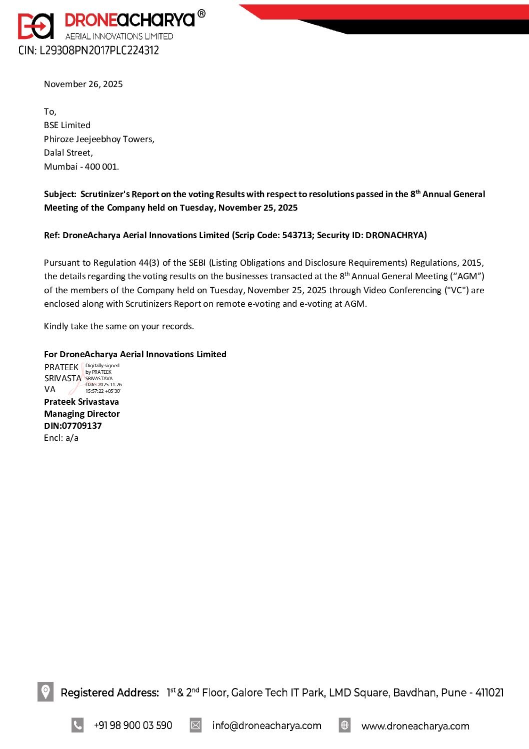 Scrutinizers Report 8th AGM