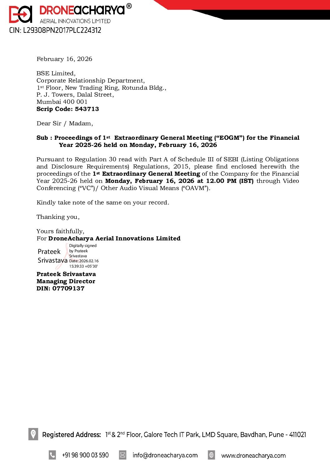 Proceedings of EOGM 16.02.2026