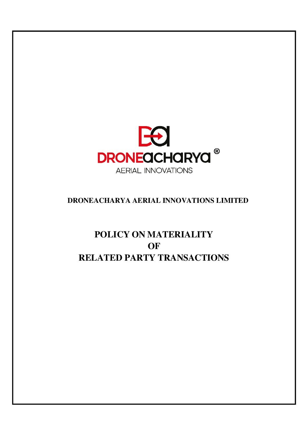 Policy on Materiality of Related Party Transactions